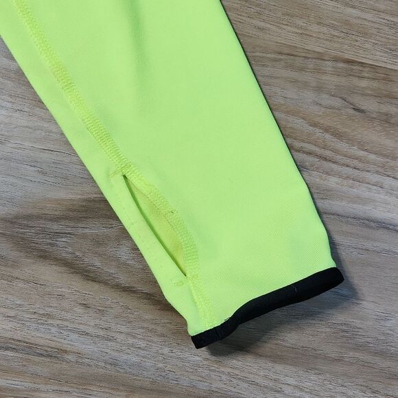 💜Nike Neon Yellow Fleece Lined Athletic Long Sleeve Top Medium - Picture 4 of 9